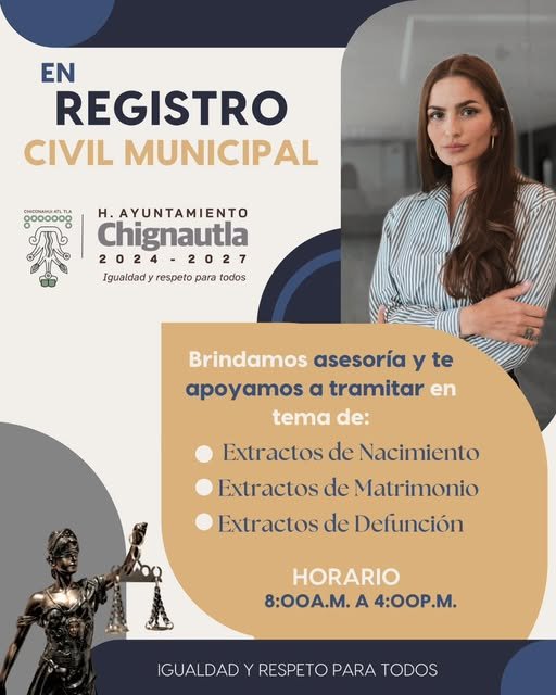 Imagen principal: Registro Civil brinda asesoría y apoyo en trámites de nacimiento, matrimonio y defunción.